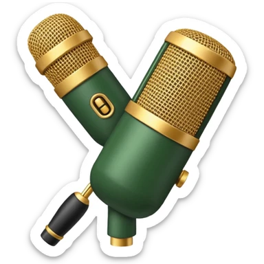 A dark green radio microphone positioned upright with coconut color inserts (beige or light beige, warm tone) in emoji style. sticker