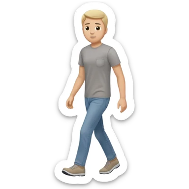 White male walking to the left full body in jeans and grey t-shirt sticker