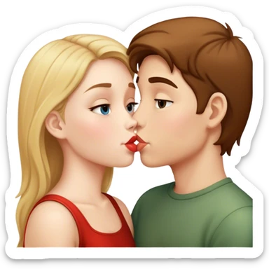 1 girl 1 boy kissing sticker