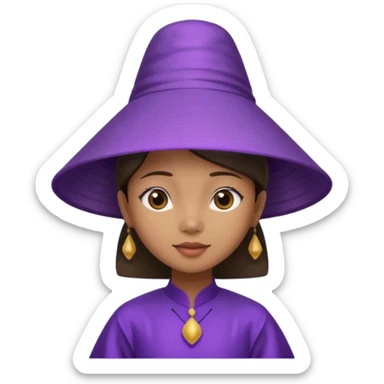 ancient vietnamese girl with dress and conical hat, purple sticker