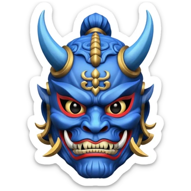 blue samurai oni mask sticker