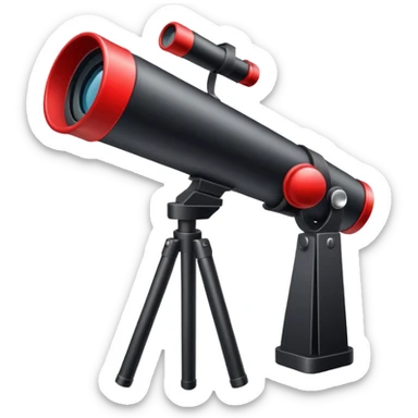un télescope noir avec une casquette rouge  sticker