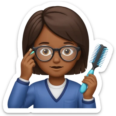 Kid with comb hair and glasses brown hair  sticker