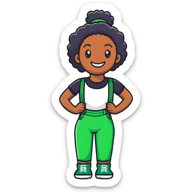 black girl with green braces on her teeth smiling sticker