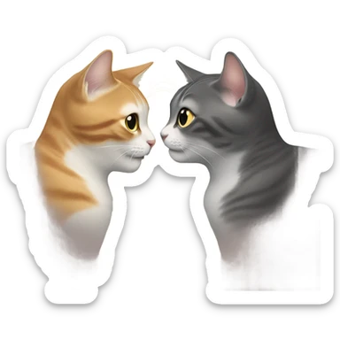 cat kisses cat sticker