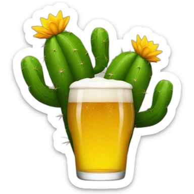 a cactus with two pints of beer sticker