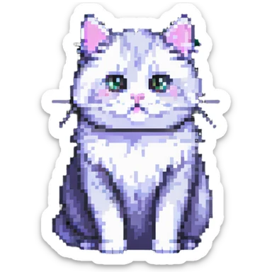 cute fluffy cat pixel art sticker
