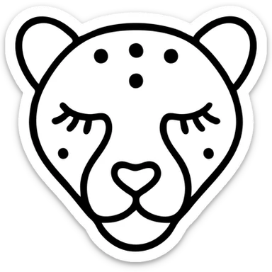 cheetah with prominent lashes outlined icon sticker