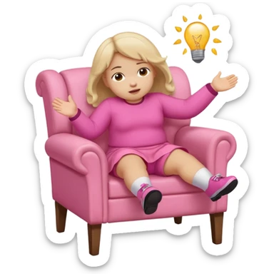 Little Girl fat but not too fat falling off chair with pink clothes on sticker