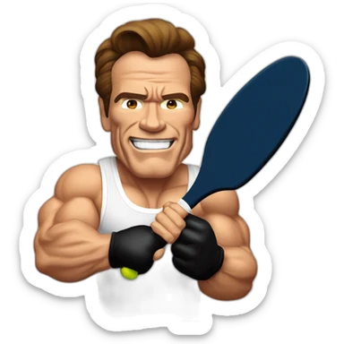 Arnold Schwarzenegger jugando al pádel sticker