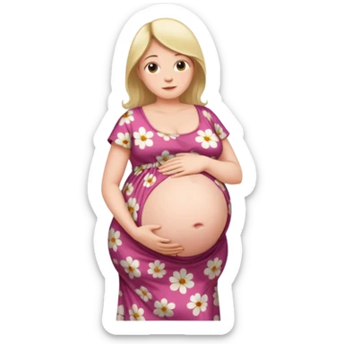 heavily pregnant woman with extremely abnormally huge overdue belly sticker