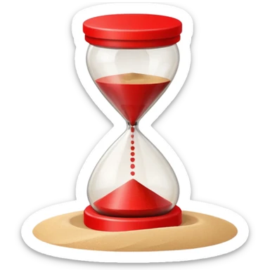 hourglass with a red stop sign sticker