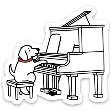 Dog playing piano sticker