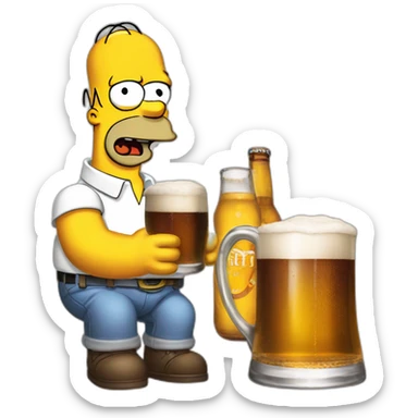 homer simpson avec une bière sticker