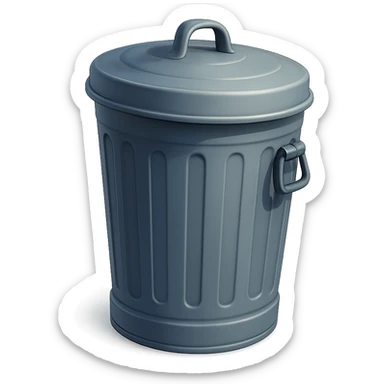 Draw a Pixar-style trash can. The view should be at a 70 degree angle from the ground. Do not use face, eye, and mouth. sticker