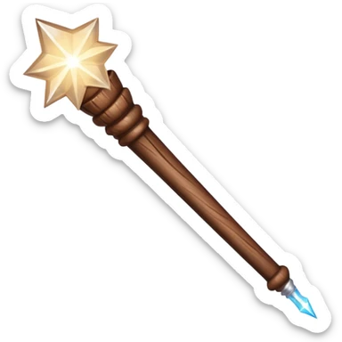 Wand – Wooden stick with glowing tip, sparkles of magic around it sticker