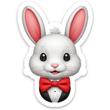 Cartoon rabbit with oversized bow tie sticker