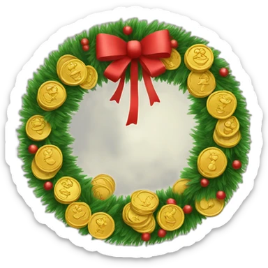 christmas coins wreath sticker