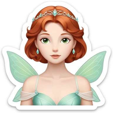 Cinematic Timeless Sleeping Beauty Portrait Emoji, rendered in a clean, vector style. Depict Aurora with delicate porcelain skin, elegantly arranged auburn hair, and a serene, graceful expression, dressed in her iconic gown. The design features bold, simplified shapes, a soft, enchanting glow, and a subtle glowing outline, capturing her timeless, fairy-tale beauty. sticker