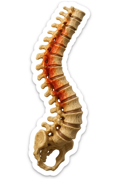 spina dorsale infiammata e storta, scoliosi, iperrealistico 4k sticker