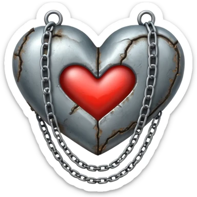 A metal heart with chains around sticker