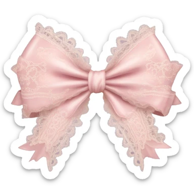vintage rococo light pink bow with lace and frills sticker