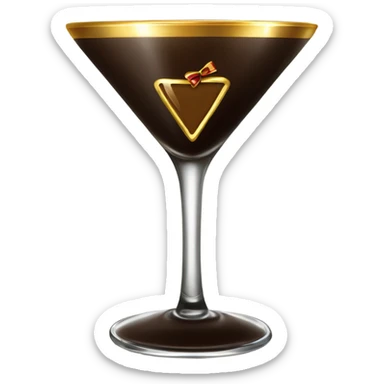 gold rimmed espresso martini glass with gold bow sticker