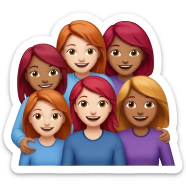 4 inclusive friends (3 girls and 1 man) laughing : 1 man must be brown, 1 girl have to have red hair, an other one must have blond hair and the last one is brown and have brown hair sticker
