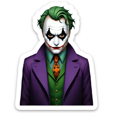 Thriller movie icon: A close-up collage with eerie, dramatic elements. Include the Joker, Hannibal Lecter, and a dark, moody Gotham City skyline in the background. The characters should look intense and shadowed, creating a tense atmosphere. Transparent background. sticker