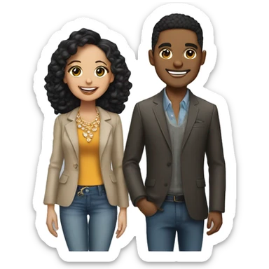 smiling light skin couple with stylish accessories sticker