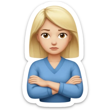 Blonde woman with arms crossed in disapproval sticker