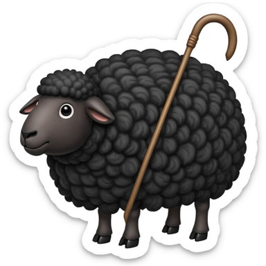 Black sheep with shepherds crook sticker