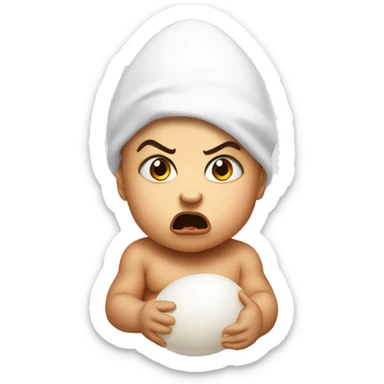 angry baby with egg on its head sticker
