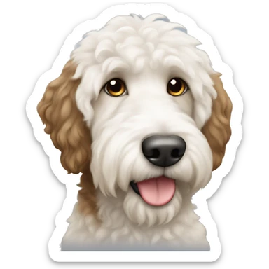 White and tan labradoodle tuxedo fur sticker