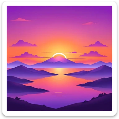Epic beautiful orange-purple sunset dusk dawn sunrise gradient colorful sky aesthetic scenery scene full image  sticker