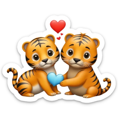 tiger and a little grey sea lion in love sticker