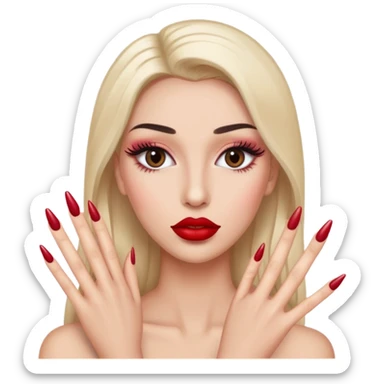 A SLAYYY emoji with nails and lipstick and eyelashed sticker
