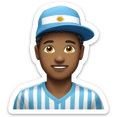 Young man with a hat and wearing Argentina T shirt  sticker