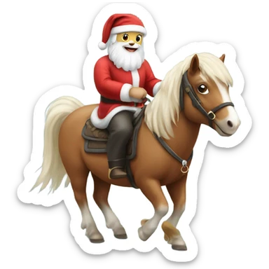 Santa riding a Shetland pony sticker
