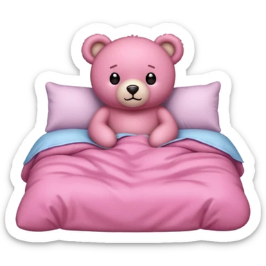 Fuzzy Pink teddy bear in bed  sticker