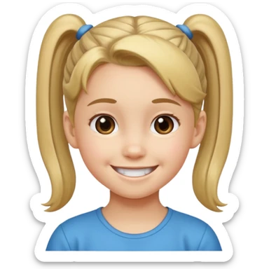 child with pony tail sticker