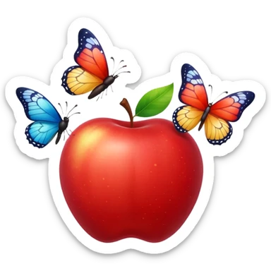Apple and butterflies  sticker