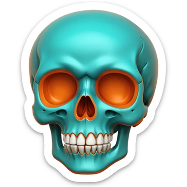 teal and orange skull sticker