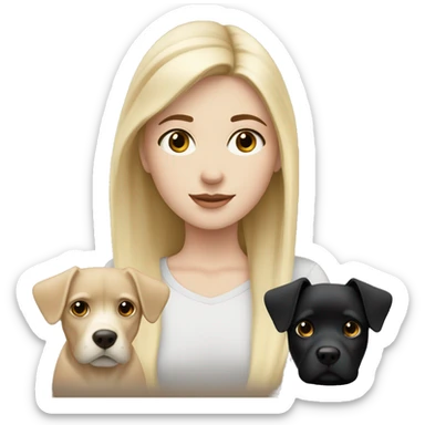 White Blonde girl with black dog with brown spots above their eyes ￼ sticker