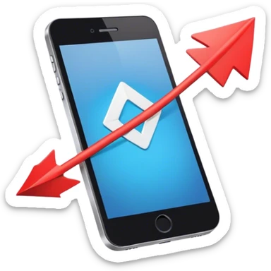 mobile phone and arrow coming out sticker