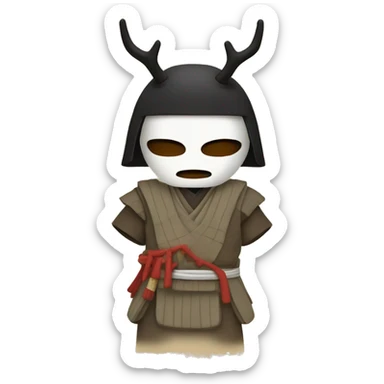 A samurai wears a deer mask that conceals his face. sticker