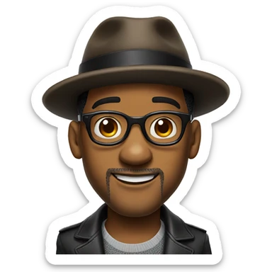will smith with a hat and glasses sticker