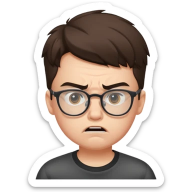 aggressive boy with glasses sticker