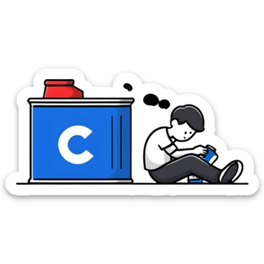 man sitting on a can, can bursting sticker