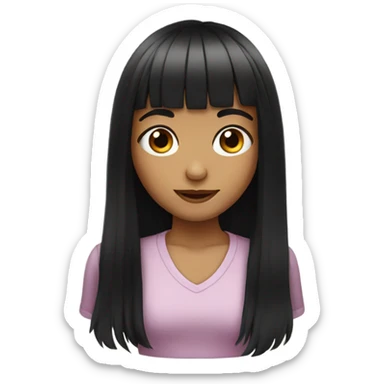 girl has long black hair with bangs  sticker